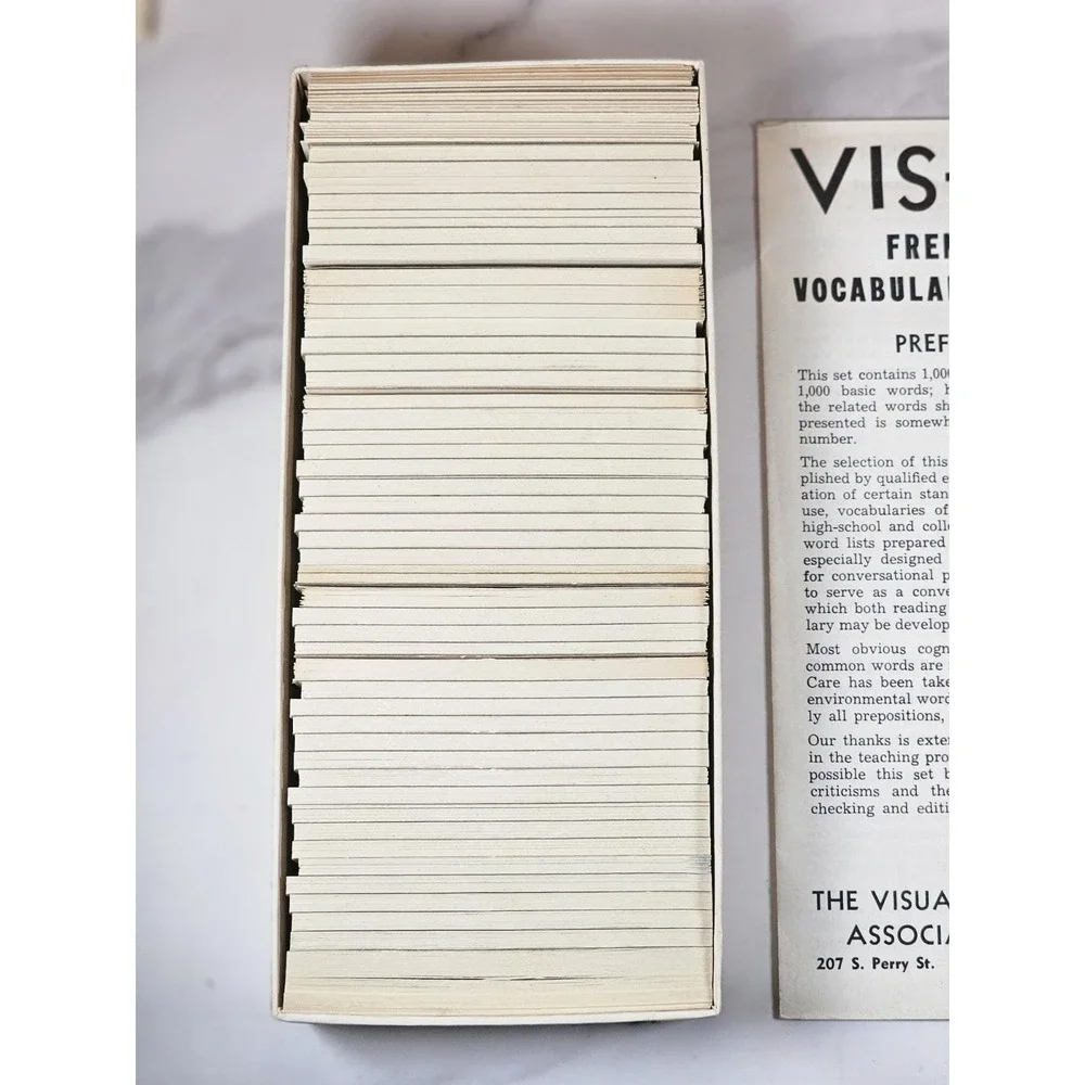 Vintage Vis-Ed French Vocabulary Cards Set 1000 Words Language Study